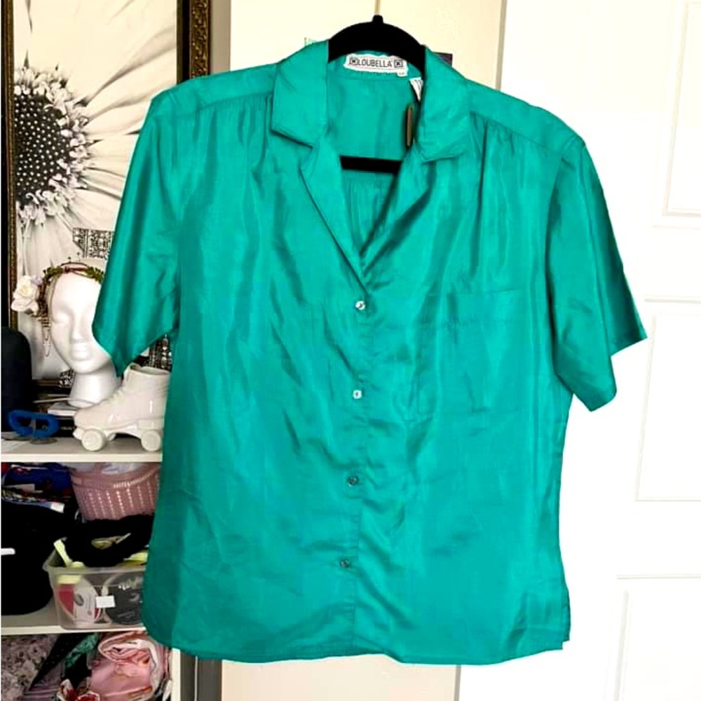 80s/90s Era Silky Button Down Blouse